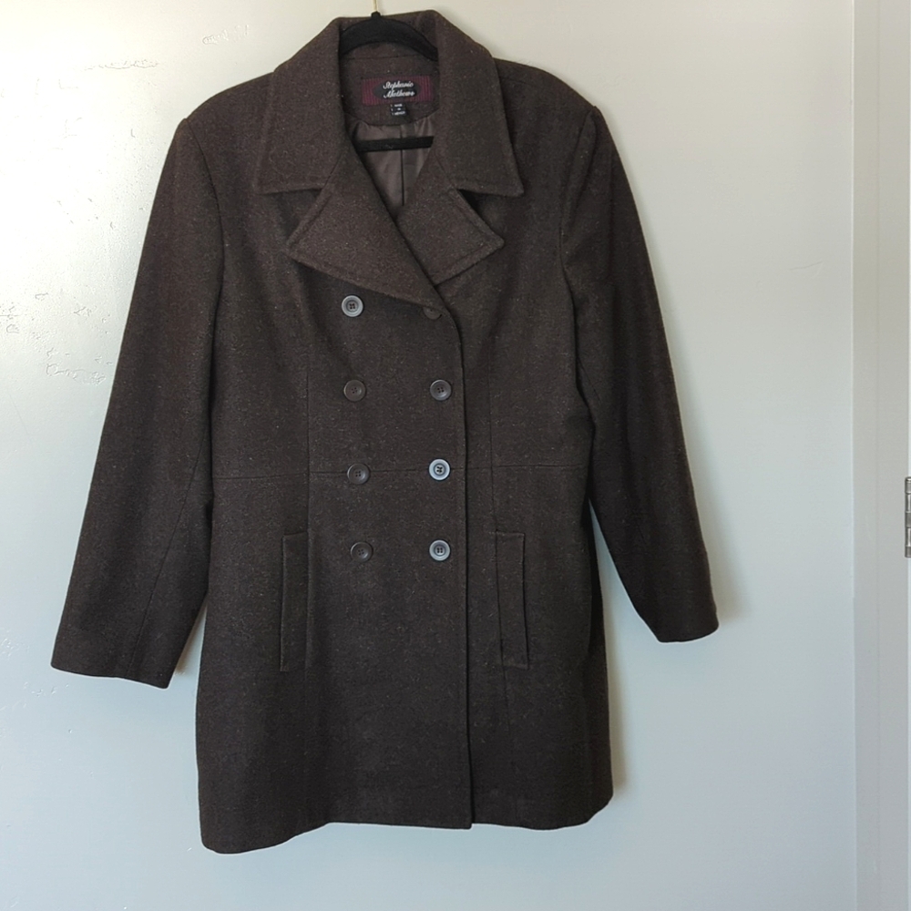 Stephanie Matthews Grey Longline Wool Button‎ Women's Coat L